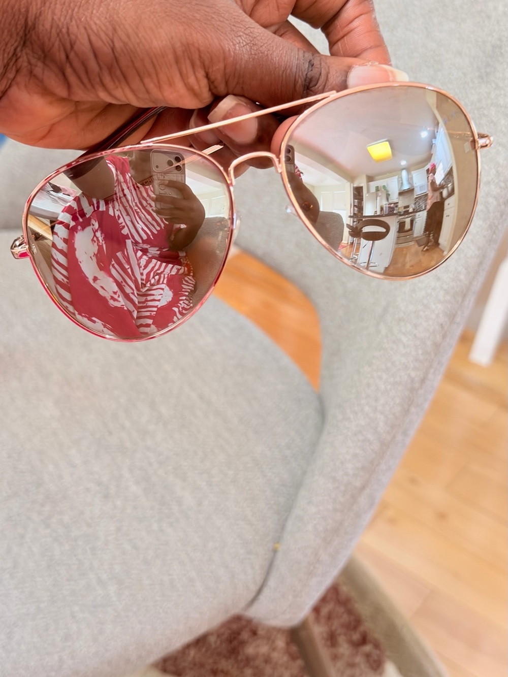Rose Gold Aviator Sunglasses with Pink Mirrored Lenses